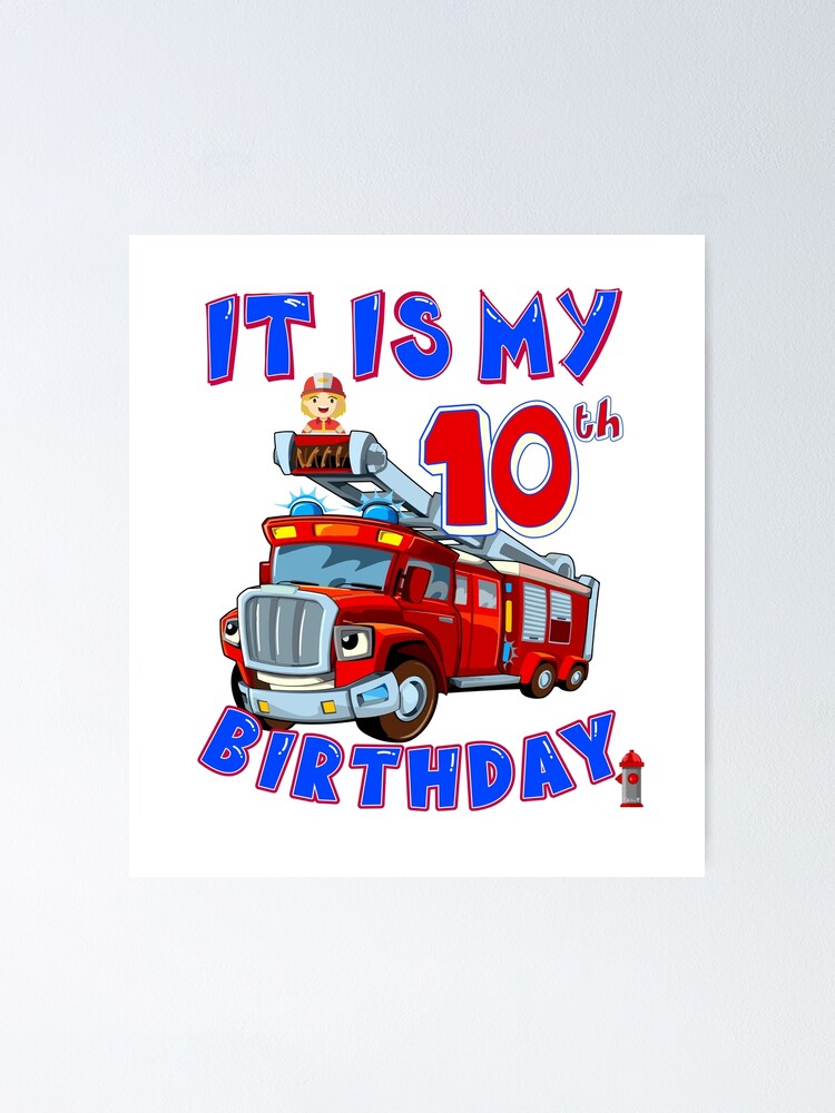 "Firefighter Kids 10th Birthday boygirl cute and funny jubilee Tshirt