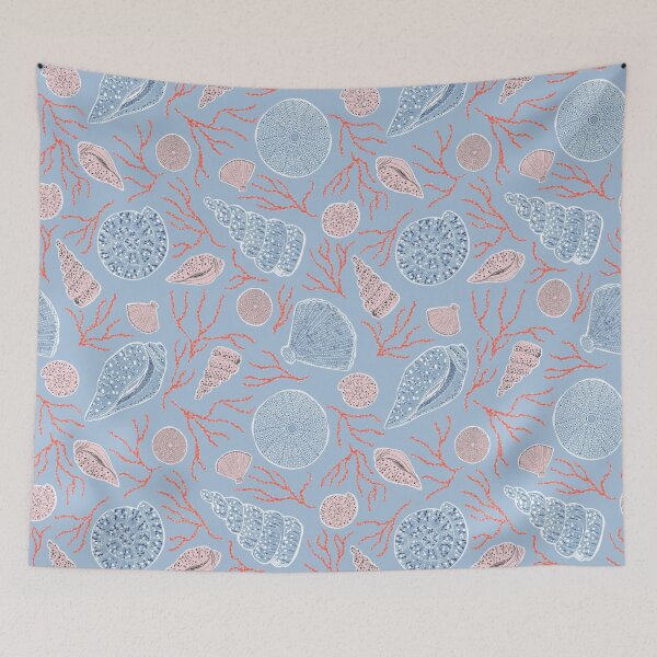 Item preview, Coral Undersea Shells Blue designed and sold by sarahmutter.