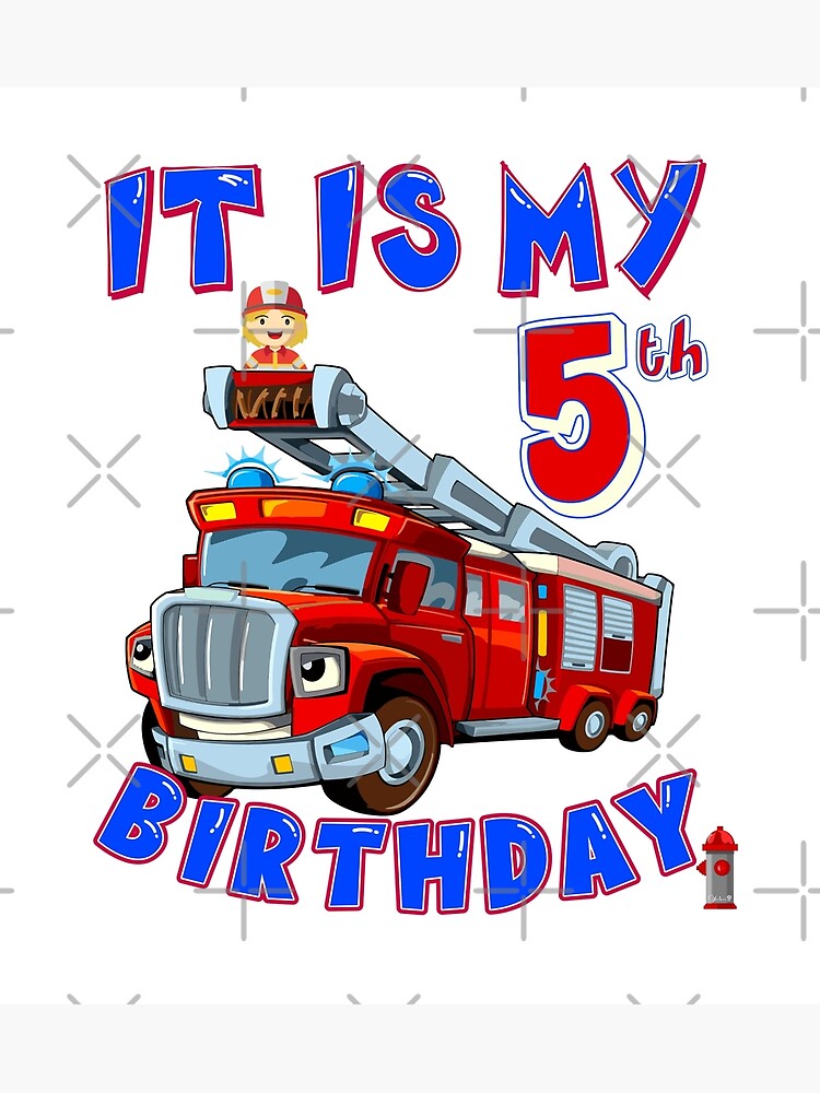 "Firefighter Kids 5th Birthday boygirl cute and funny jubilee Tshirt