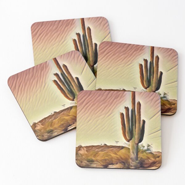 Item preview, Painted Saguaro Cactus Sunset designed and sold by HappyLifeCreate.