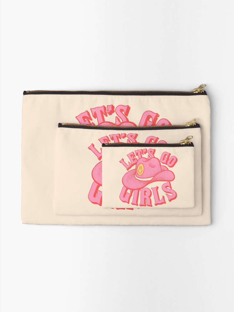 Let's Go Girls | Pink Cowboy Cowgirl Rodeo Hat Preppy Aesthetic  Bachelorette Party | HOWDY Y'ALL | White Background | Zipper Pouch