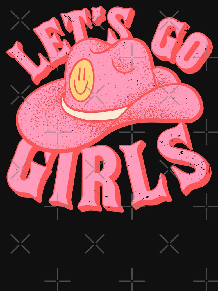 Let#39;S Go Girls Pink Cowboy Cowgirl Rodeo Hat Preppy Aesthetic  Bachelorette Party Howdy Yamp;Amp;#39;All White Background Sticker Vinyl  Waterproof