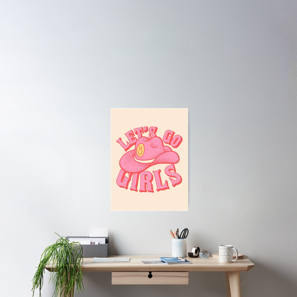 Let's Go Girls | Pink Cowboy Cowgirl Rodeo Hat Preppy Aesthetic  Bachelorette Party | HOWDY Y'ALL | White Background | Art Board Print