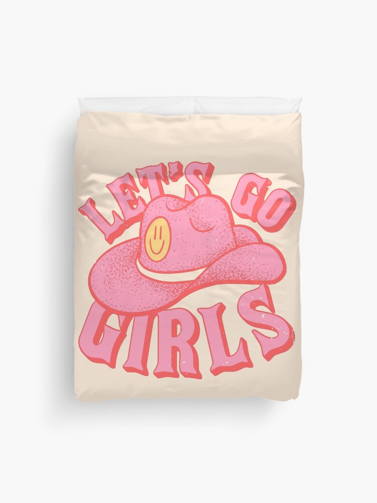 Let's Go Girls | Pink Cowboy Cowgirl Rodeo Hat Preppy Aesthetic  Bachelorette Party | HOWDY Y'ALL | White Background | Bath Mat