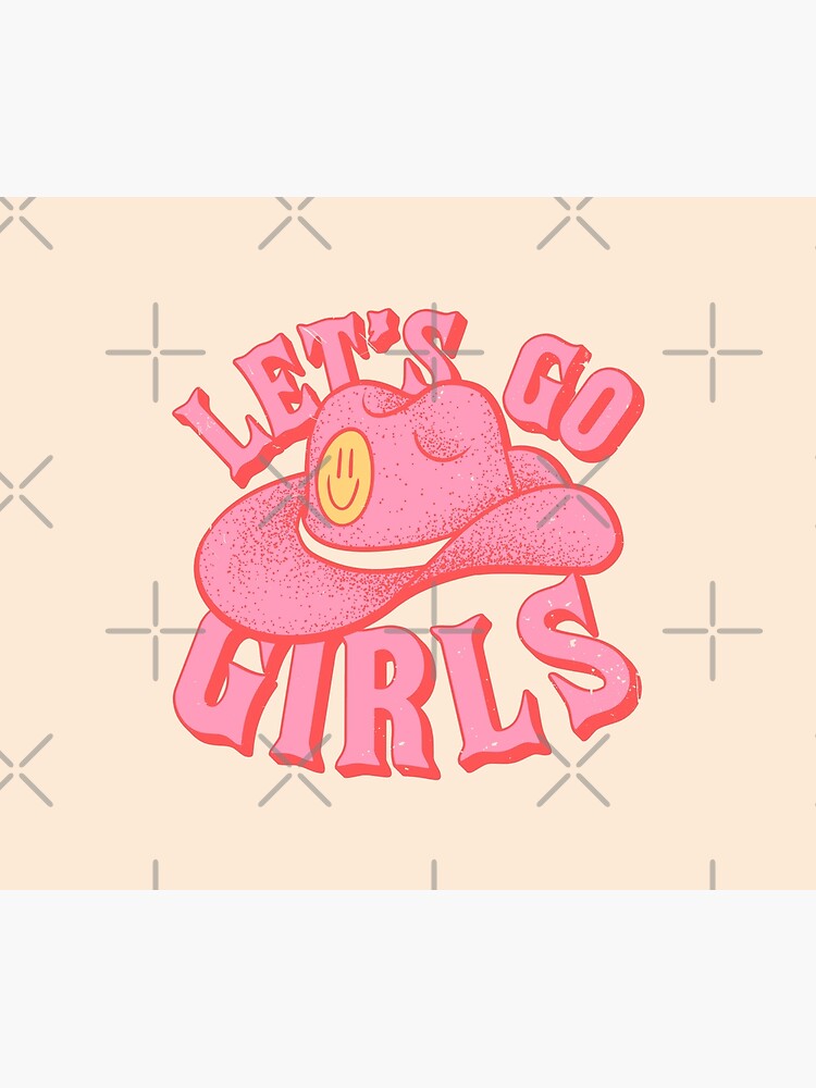 Let's Go Girls | Pink Cowboy Cowgirl Rodeo Hat Preppy Aesthetic  Bachelorette Party | HOWDY Y'ALL | White Background | Zipper Pouch