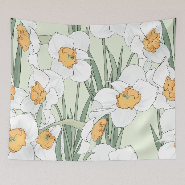 Item preview, Gentle pattern of white daffodils designed and sold by hmorena.