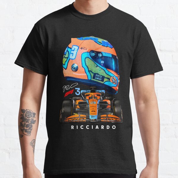 Casque Daniel Ricciardo 2022 de l'équipe de Formule 1 Mclaren avec Mcl36 Car F1 Team, Daniel Riccardo 3 F1 Clothing Daniel Ricciardo Gift T-shirt classique