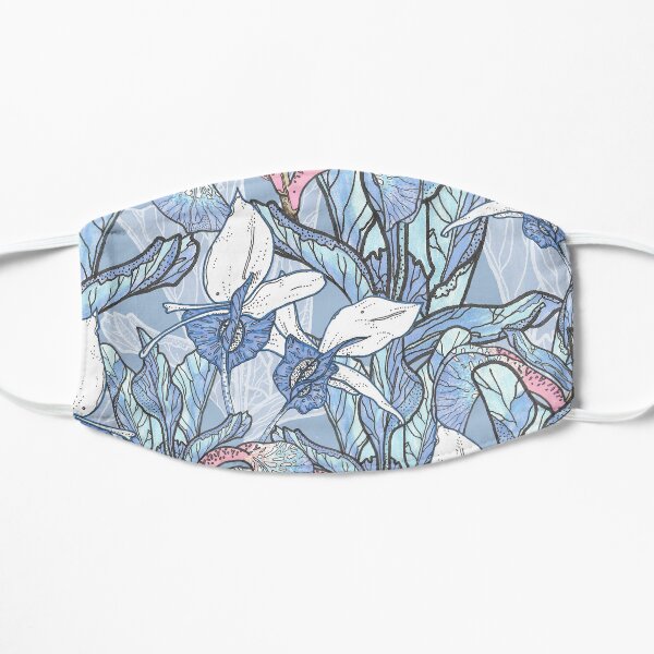 Iri and Orchid Floral Blue Flat Mask
