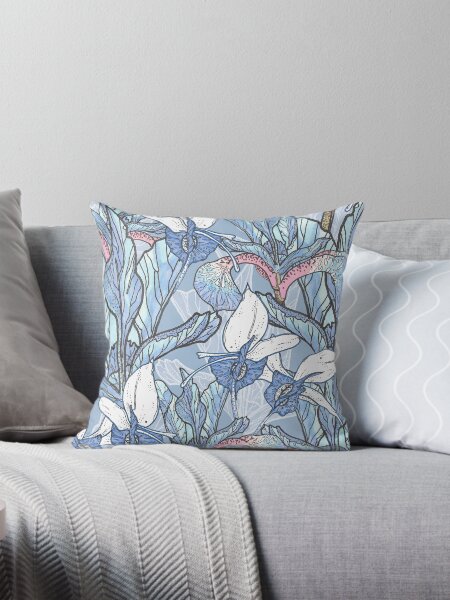 Item preview, Iri and Orchid Floral Blue  designed and sold by sarahmutter.