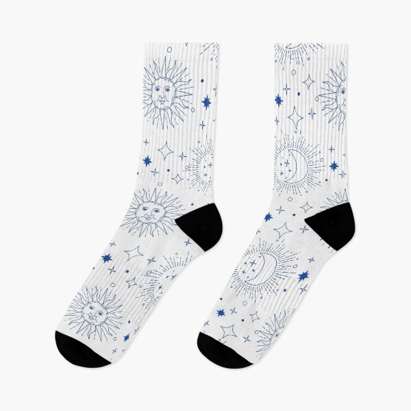 Aperçu de l'œuvre Motif Boho Celestial Sun Moon Stars en bleu marine créée et vendue par Itaya Art.