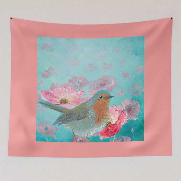 Item preview, Robin in a field of poppies designed and sold by MatsonArtDesign.
