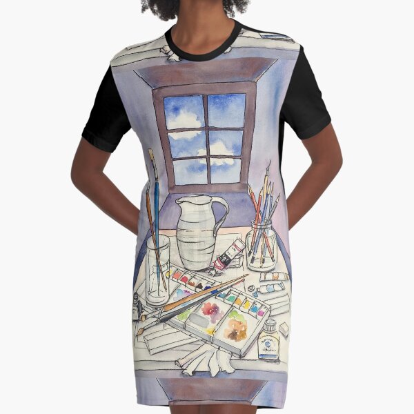 Window into Art Graphic T-Shirt Dress