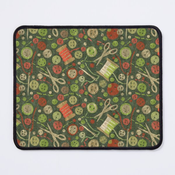 Item preview, Sewing Supplies Buttons Scissors Collage Pattern Green Orange designed and sold by Julia Khoroshikh.
