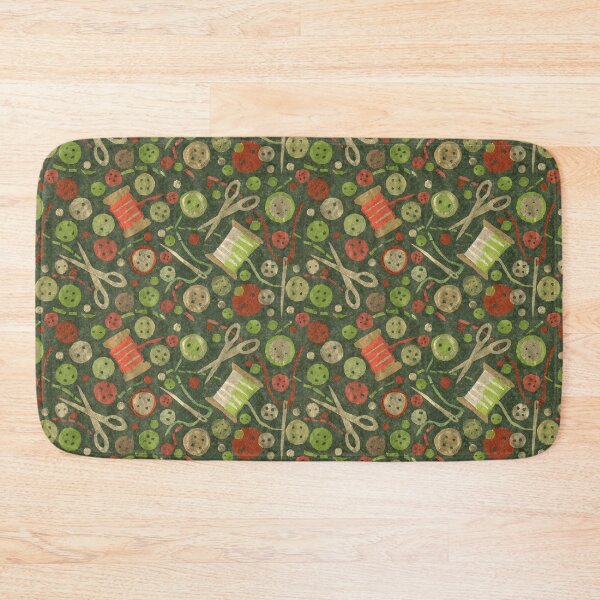 Item preview, Sewing Supplies Buttons Scissors Collage Pattern Green Orange designed and sold by Julia Khoroshikh.