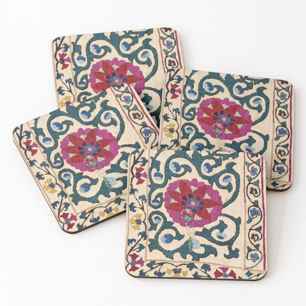 Item preview, Shakhrisyabz Suzani Joynamoz Uzbekistan Floral Embroidery Print designed and sold by Vicky Brago-Mitchell®.