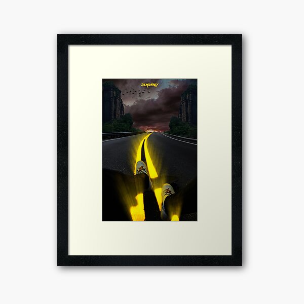 Alone The Glowing Road Framed Art Print