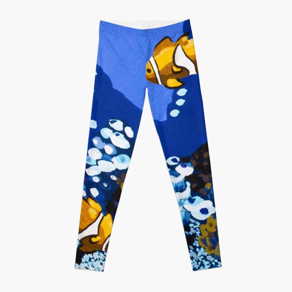 Clownfish swimming in the sea in gouache Leggings