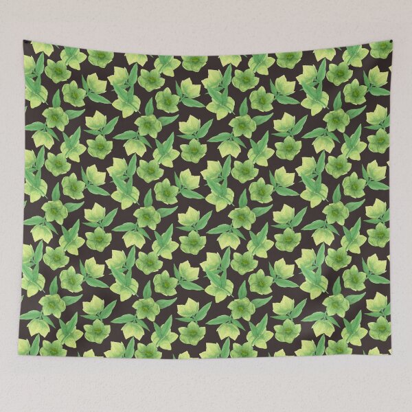 Item preview, Green Hellebore on Chocolate Background designed and sold by paintingbetween.