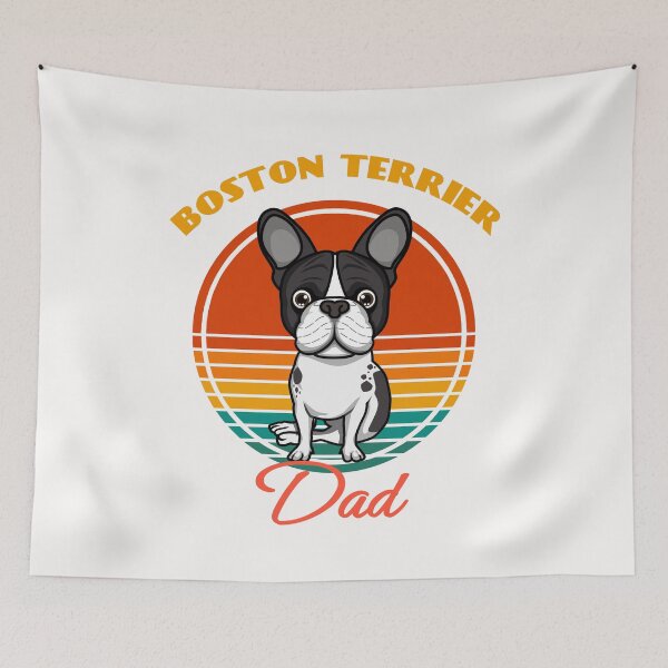 Item preview, Boston Terrier Dad Dog puppy Lover Cute Sunser Retro Funny Fathers Day designed and sold by Meteor77.