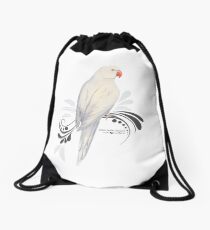 White Indian Ringneck Parrot Drawstring Bag