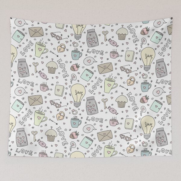Item preview, Pastel colour love doodles designed and sold by Sanaura.