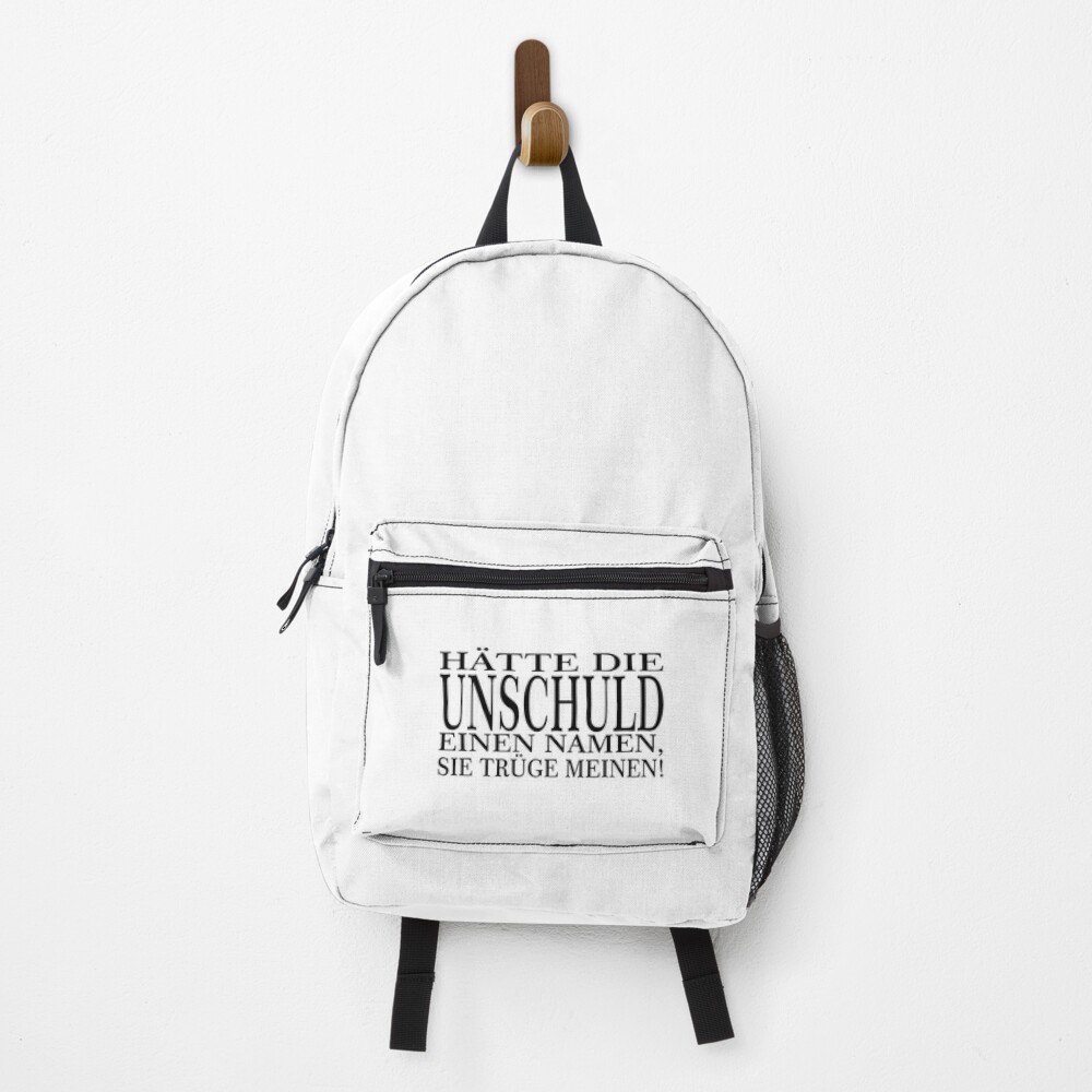 Der Unschulds Name - schwarze Schrift Rucksack