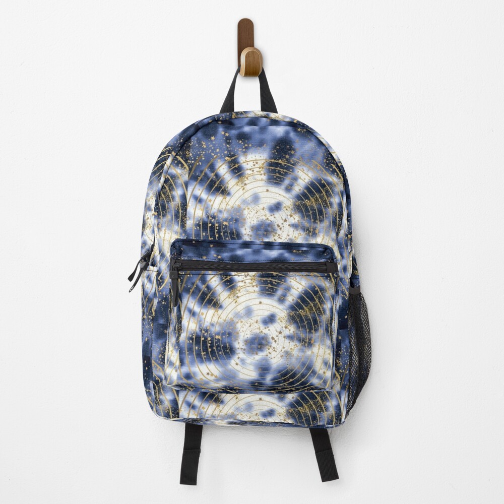 Discover Stunning Blue Gold And White Tye Dye Items Backpack