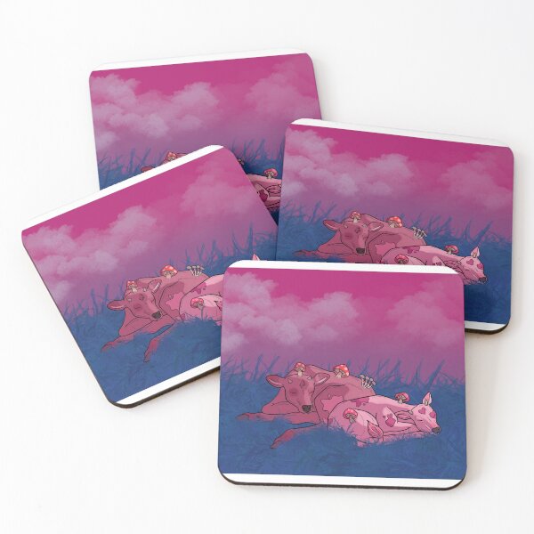 Item preview, Bi flag mushroom cows designed and sold by Little Crows Trinkets.