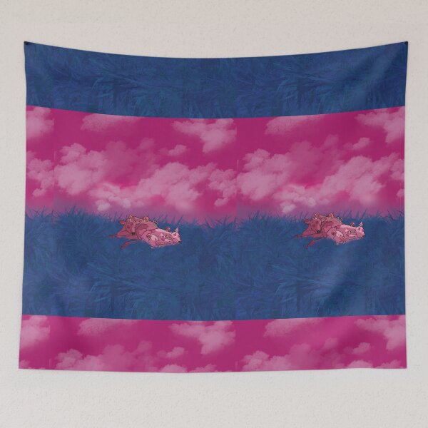 Item preview, Bi flag mushroom cows designed and sold by Little Crows Trinkets.