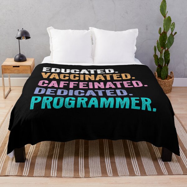 Item preview, Educated Vaccinated Caffeinated Dedicated programmer shirt, Funny programmer Christmas Gift designed and sold by xlnv.