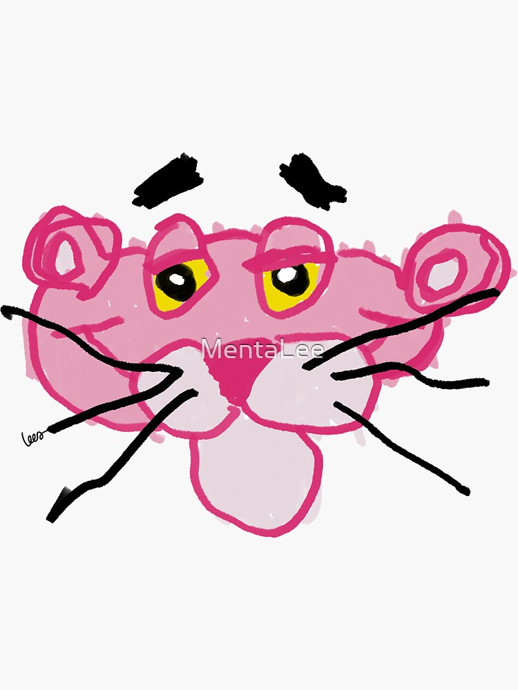 Pink Panther (white background) Sticker by MentaLee