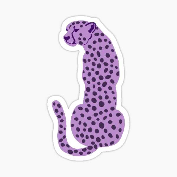Vista previa del artículo con la obra «Guepardo/leopardo púrpura de muy buen gusto | Pegatina», diseñado y vendido por JoyfulStickerss.