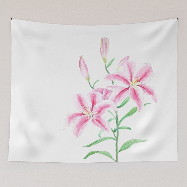 Item preview, Acuarela de una flor de lirio rosa pintada a mano designed and sold by SelenePaintings .
