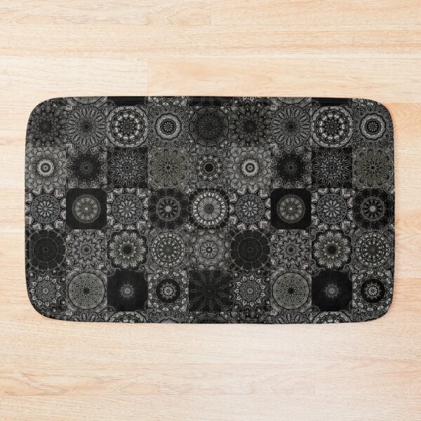 Item preview, Black white and grey quilted geometric floral pattern designed and sold by Coexist In Tee's .