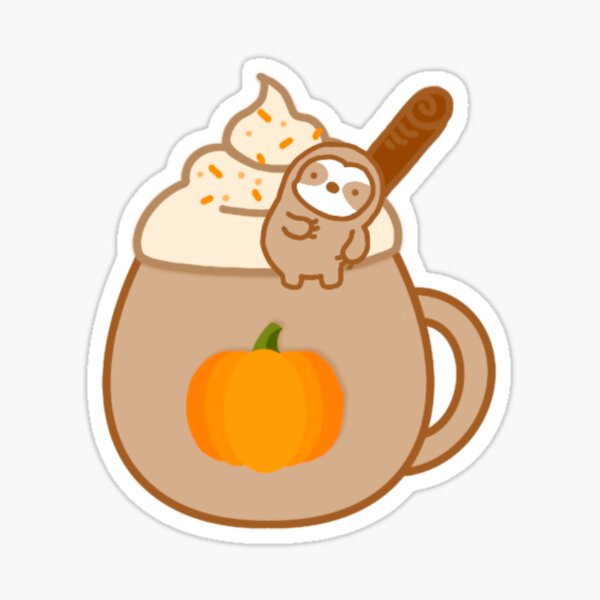 Cute Sloth Pumpkin Spice Latte  Sticker for Sale by theslothinme