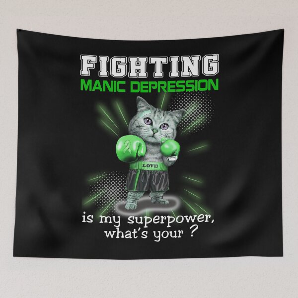 Item preview, Funny Cat Fighting Manic Depression Is My Superpower What's Your designed and sold by Kohend.
