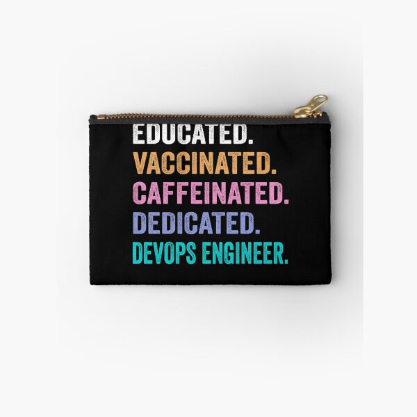 Aperçu de l'œuvre Chemise d'ingénieur Devops dédiée vaccinée caféinée éduquée, cadeau de Noël drôle d'ingénieur Devops créée et vendue par xlnv.