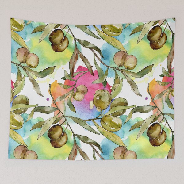 Item preview, Watercolor Abstract Green Olives Pattern designed and sold by silviaol.