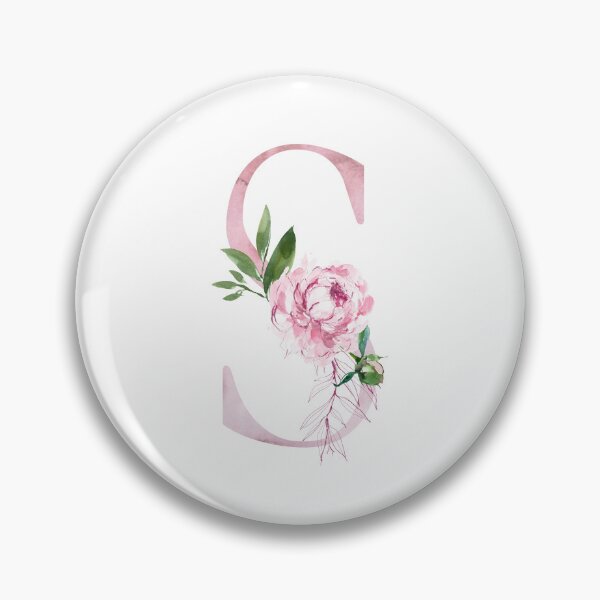 Item preview, Letter S Pink Peony Flower designed and sold by WildAliceArt.