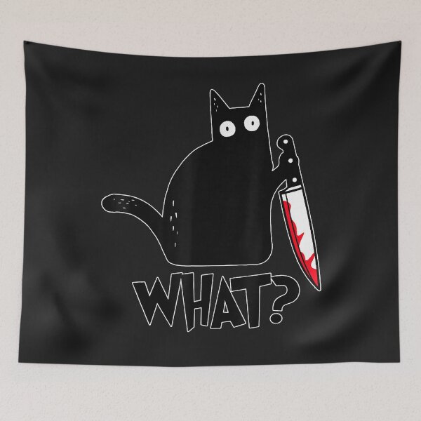 Item preview, Cat what funny black cat shirt, murderous cat with knife designed and sold by DelfinaAlejand.