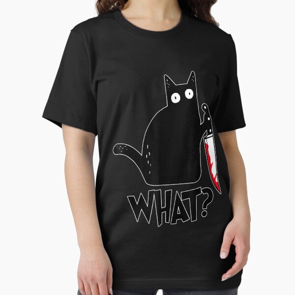 Aperçu de l'œuvre Chat quelle drôle de chemise de chat noir, chat meurtrier avec couteau créée et vendue par DelfinaAlejand.