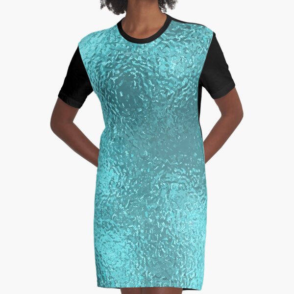Blue Foil Paper Graphic T-Shirt Dress
