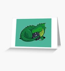 D20 Green Dragon Greeting Card