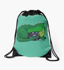 D20 Green Dragon Drawstring Bag