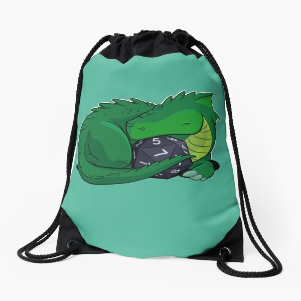 D20 Green Dragon Drawstring Bag