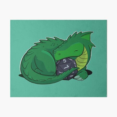 D20 Green Dragon Art Board Print