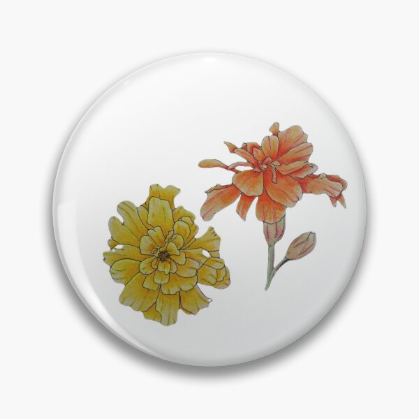 Item preview, Gold and orange marigold hand painted illustration.  designed and sold by dawnduthie.