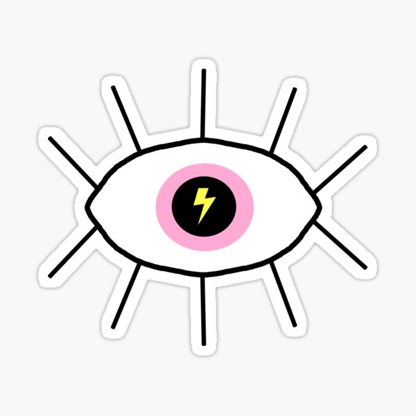 "Pink Evil Eye with Lightning Bolt" Sticker by ArtWithAinsley Redbubble