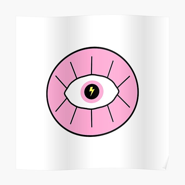 pink-evil-eye-with-lightning-bolt-with-border-poster-by