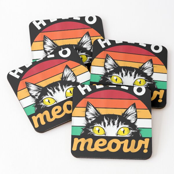 Artikelvorschau, Hallo Meow Cat Lover Retro Style T-Shirt entworfen und verkauft von Swankhuizen.